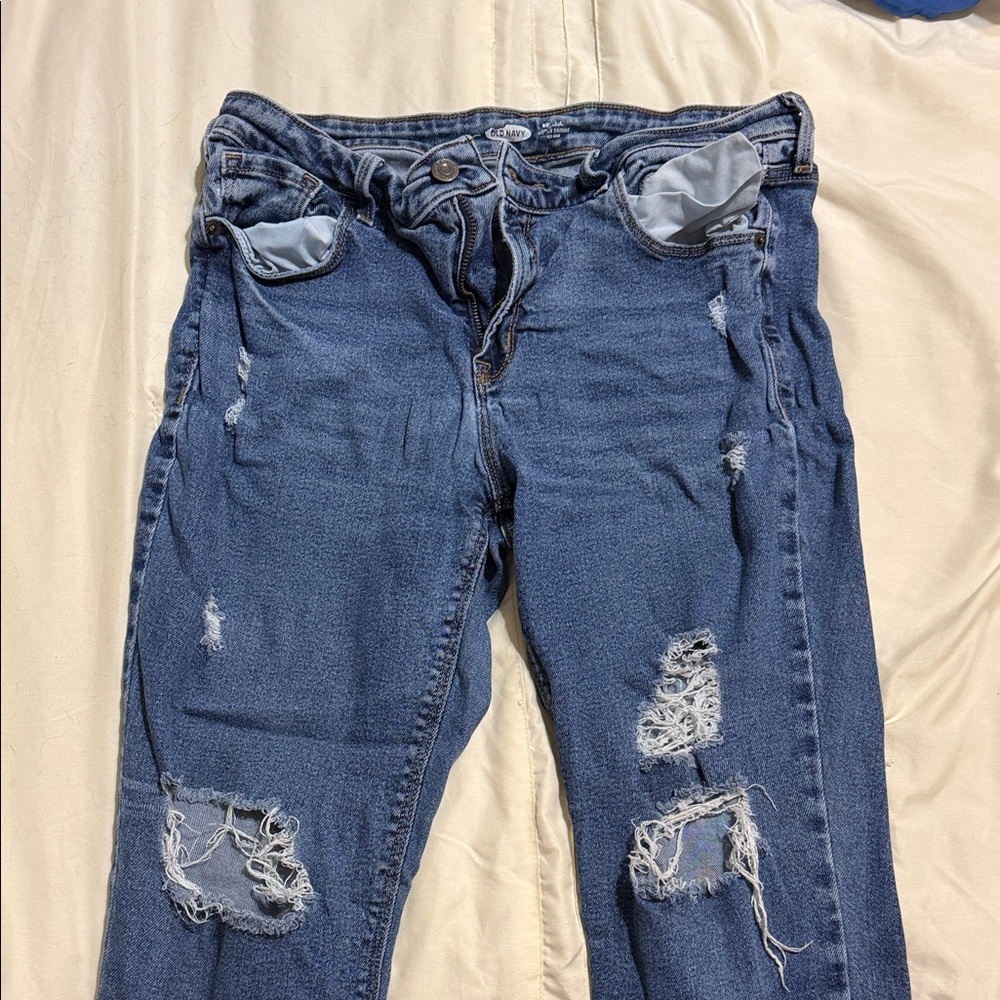 Old Navy Blue Distressed Boyfriend Jeans